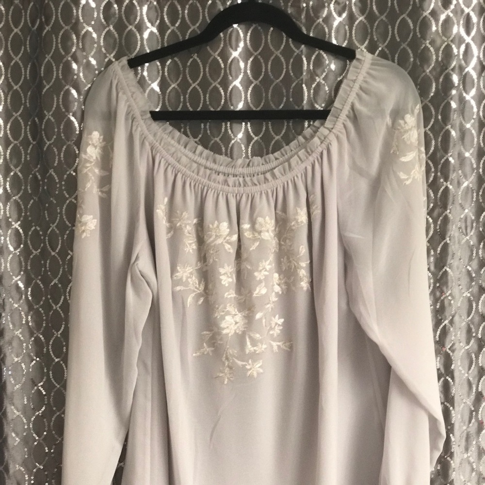 Beautiful off the shoulder blouse.